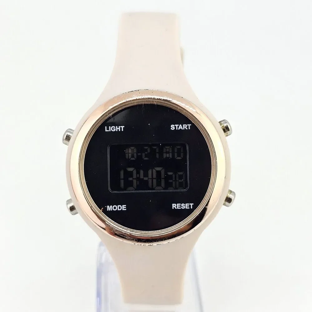 Women's Negative Digital‎ Display Watch 38MM Tan Plastic Bands New Battery